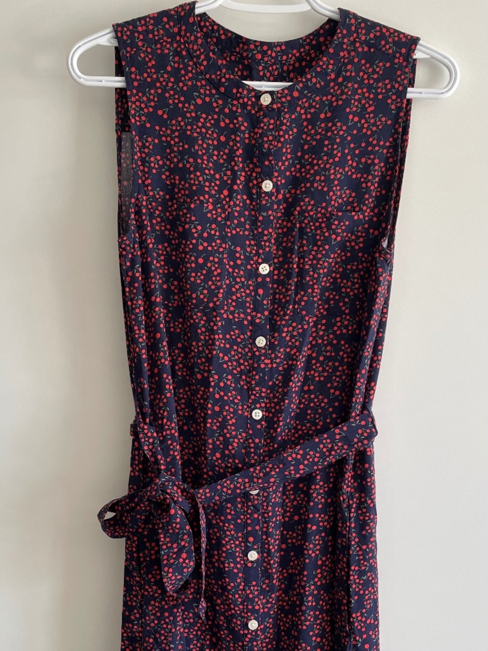 GAP Sleeveless Midi Red Navy Blue Patterned Shirtdress Medium